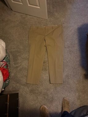 crown & ivy Tan Straight-Leg Cropped Pants